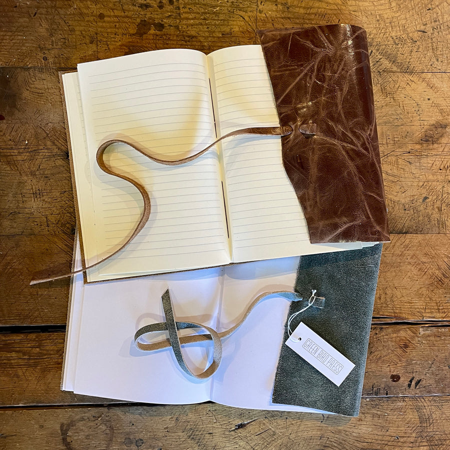 Large Hand Bound Leather Journal Lined Pages Green Bird Press