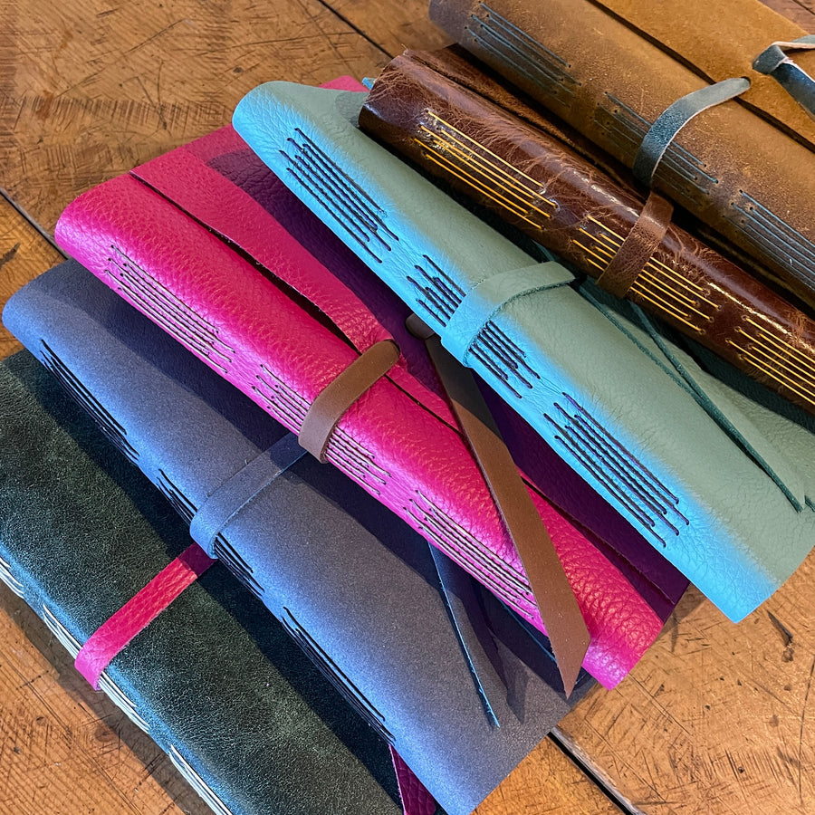 Large Hand Bound Leather Journal Lined Pages Green Bird Press