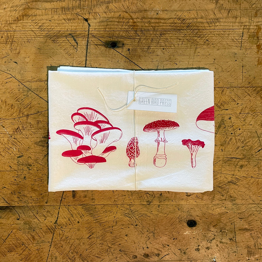 Mushrooms Screen Printed Tea Towel