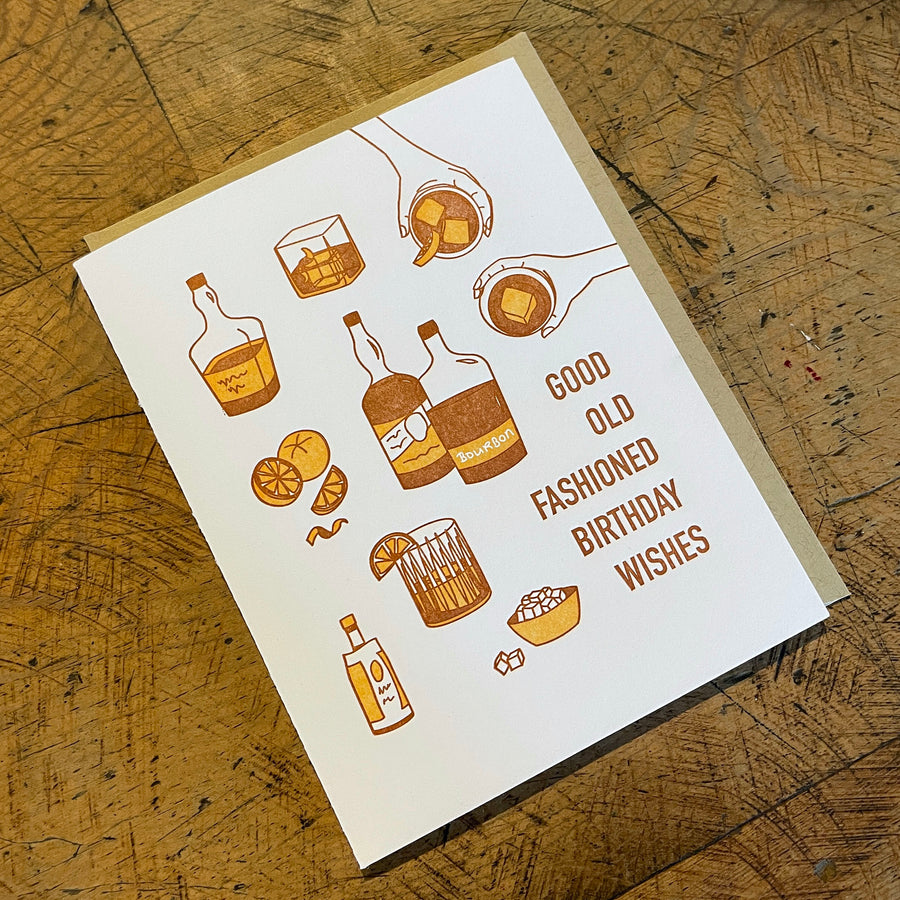 Old Fashioned Birthday Letterpress Card