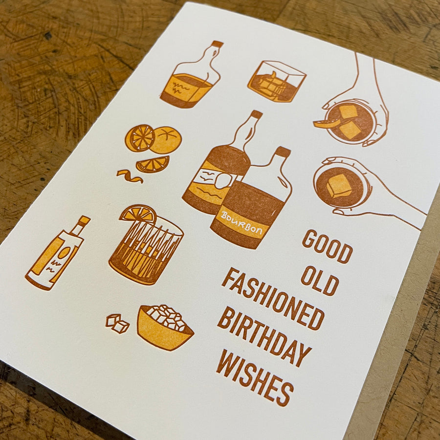 Old Fashioned Birthday Letterpress Card