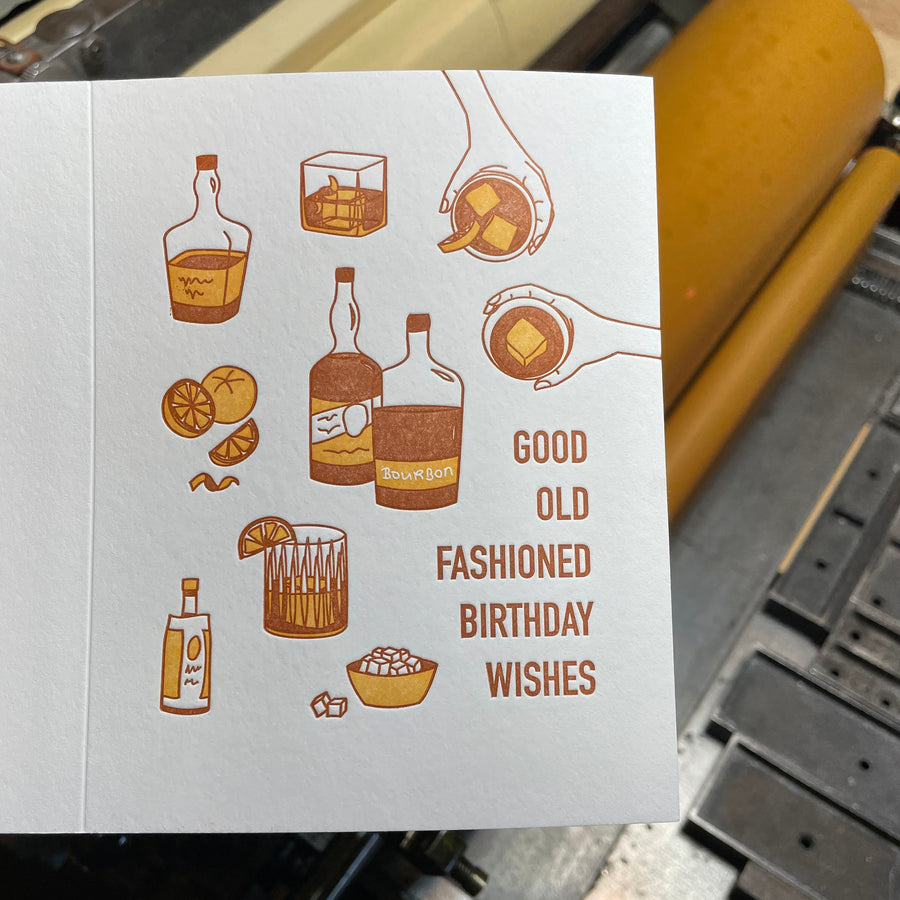 Old Fashioned Birthday Letterpress Card