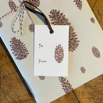 Pine Cone Letterpress Gift Tags - Set of 6