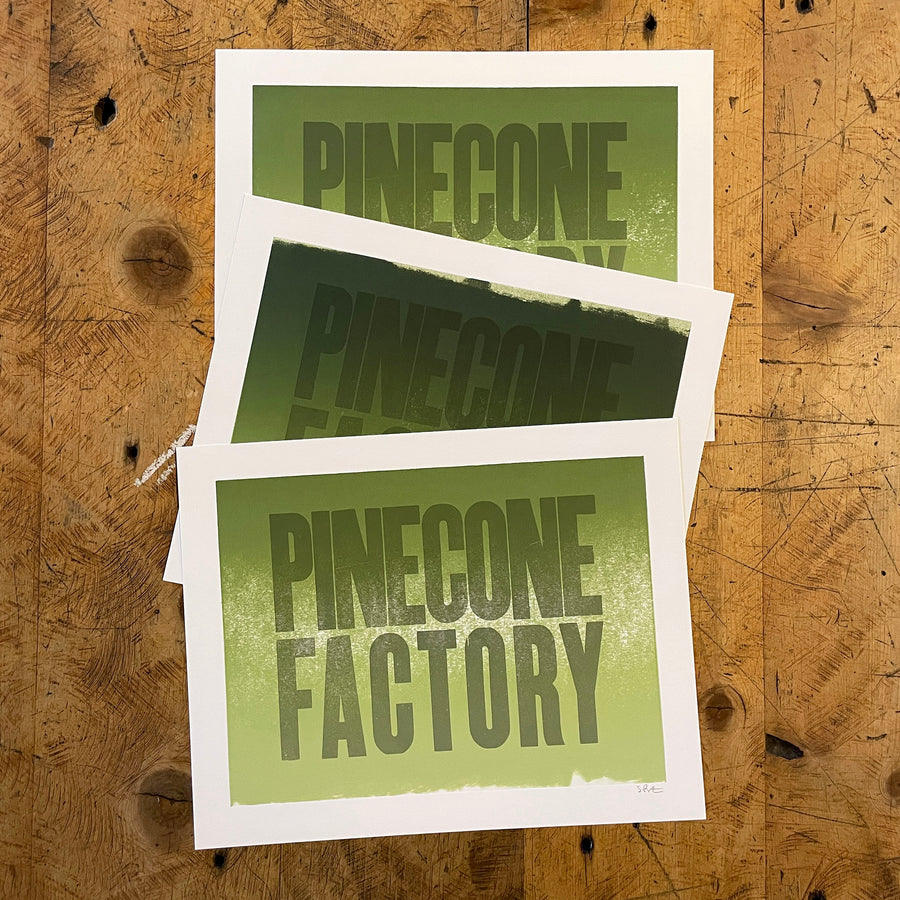 Pinecone Factory Letterpress Print
