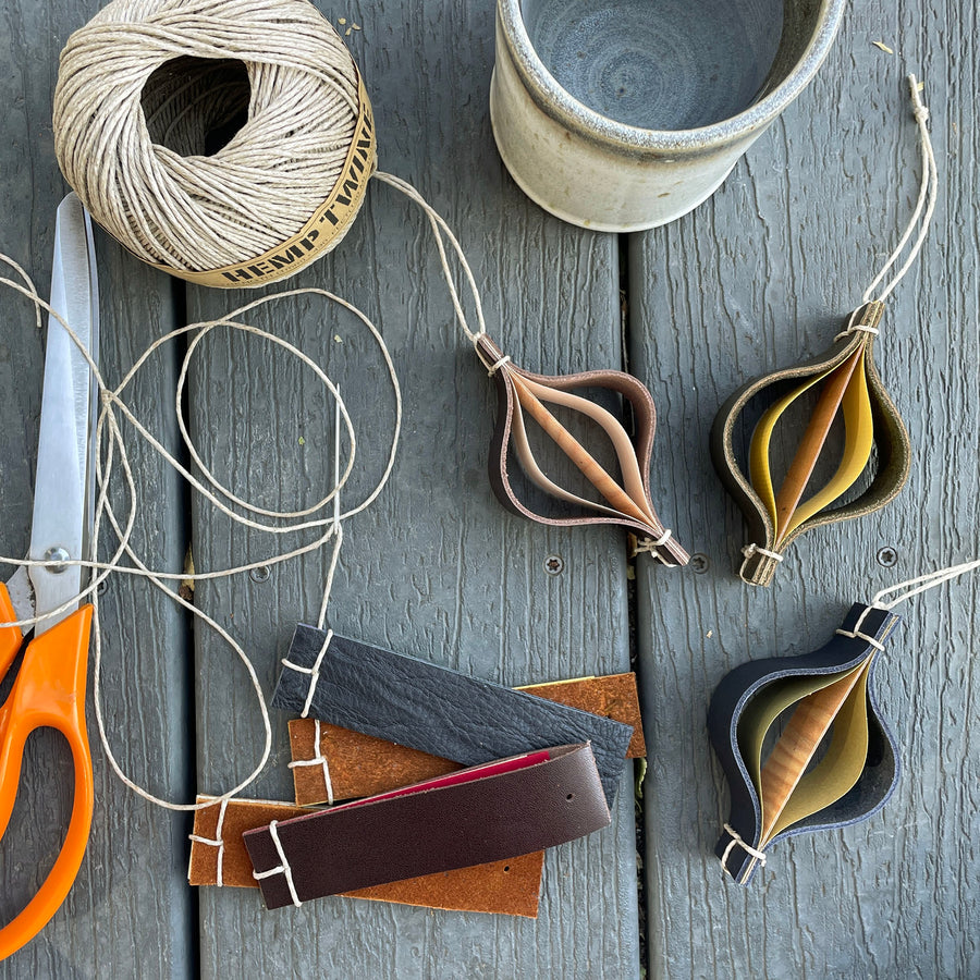 Recycled Leather, Paper, & Wood Ornament