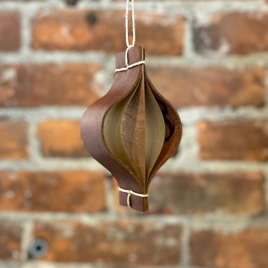 Recycled Leather, Paper, & Wood Ornament