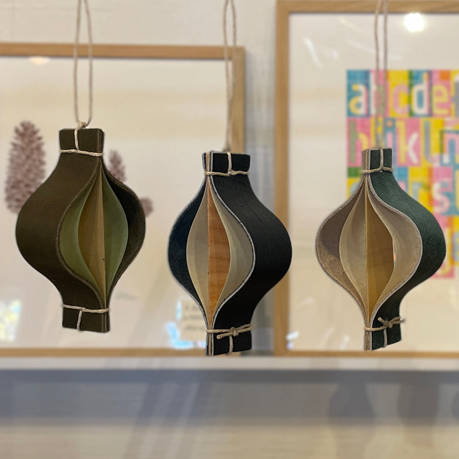 Recycled Leather, Paper, & Wood Ornament