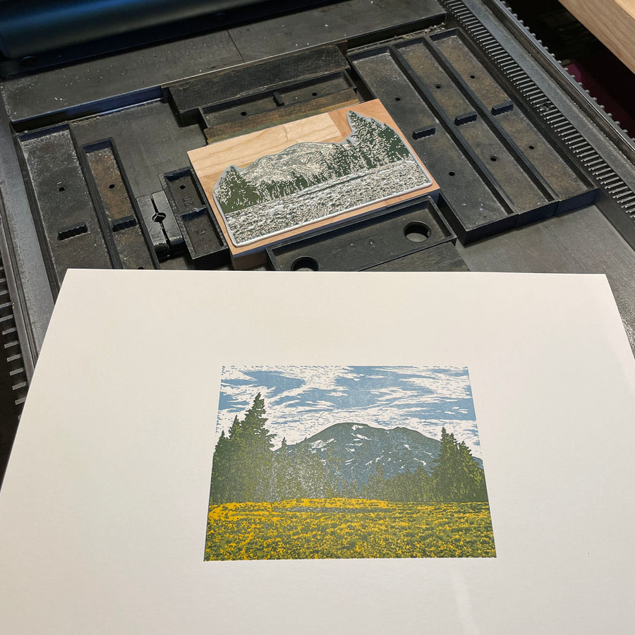 South Sister from Wickiup Plain Letterpress Print