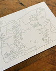 Oregon State Map Letterpress Postcard