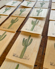 Minimal Adventure Letterpress and Watercolour Bookmark - Cactus