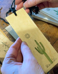 Minimal Adventure Letterpress and Watercolour Bookmark - Cactus
