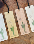 Minimal Adventure Letterpress and Watercolour Bookmark - Cactus