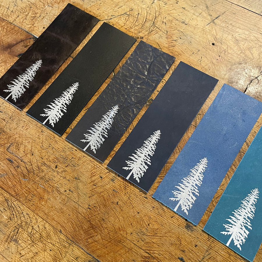 Conifer Letterpress Bookmarks - Leather (Cool Colours)