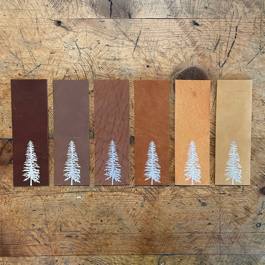 Conifer Letterpress Bookmarks - Leather (Warm Colours)