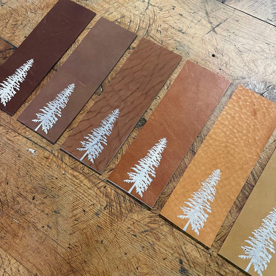 Conifer Letterpress Bookmarks - Leather (Warm Colours)