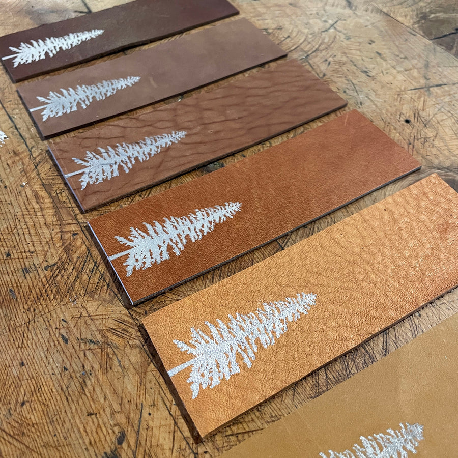 Conifer Letterpress Bookmarks - Leather (Warm Colours)