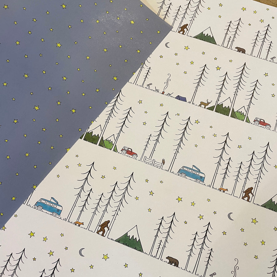 Minimal Adventure & Stars Wrapping Paper