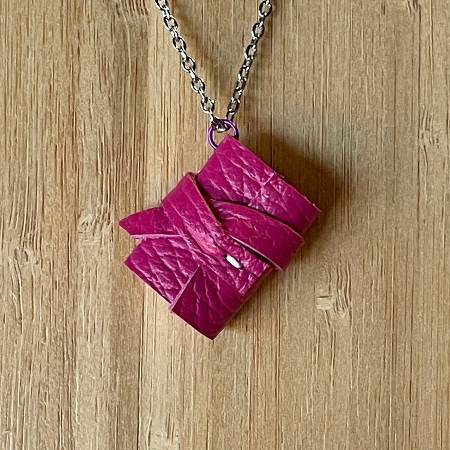 Mini Book Necklace Pink