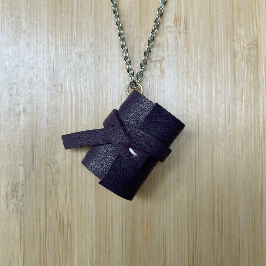 Miniature Leather Book Necklace