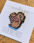 Squirrel Sweater Enamel Pin