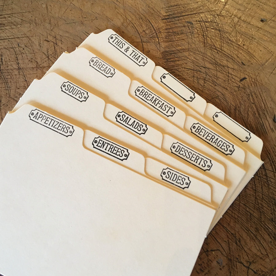 recipe card sleeves 3x5 3"x5" Letterpress Recipe Card Dividers – Green Bird Press