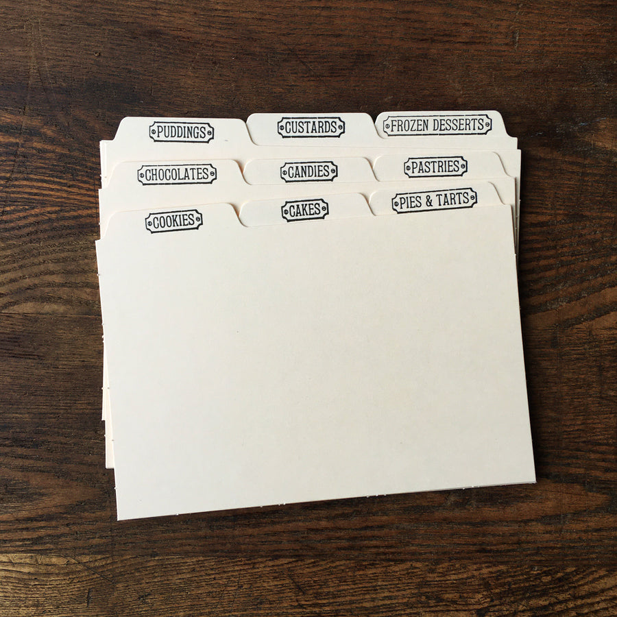 4x6 Letterpress Recipe Card Dividers – Green Bird Press