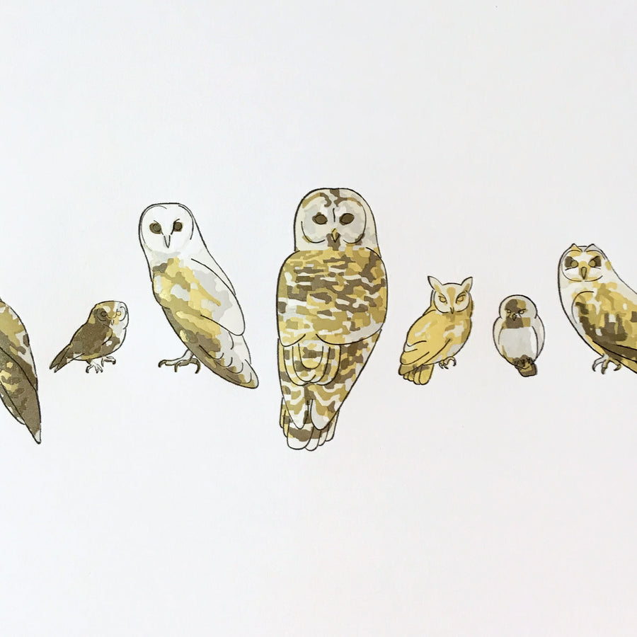 A Few Owls Letterpress Print