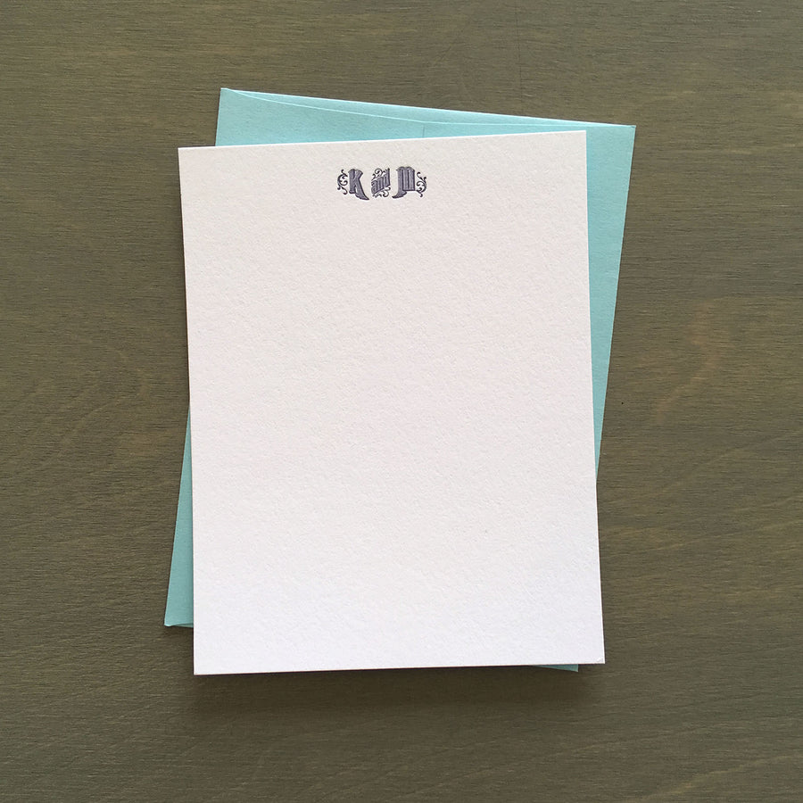 Custom Letterpress Notecards - Argent