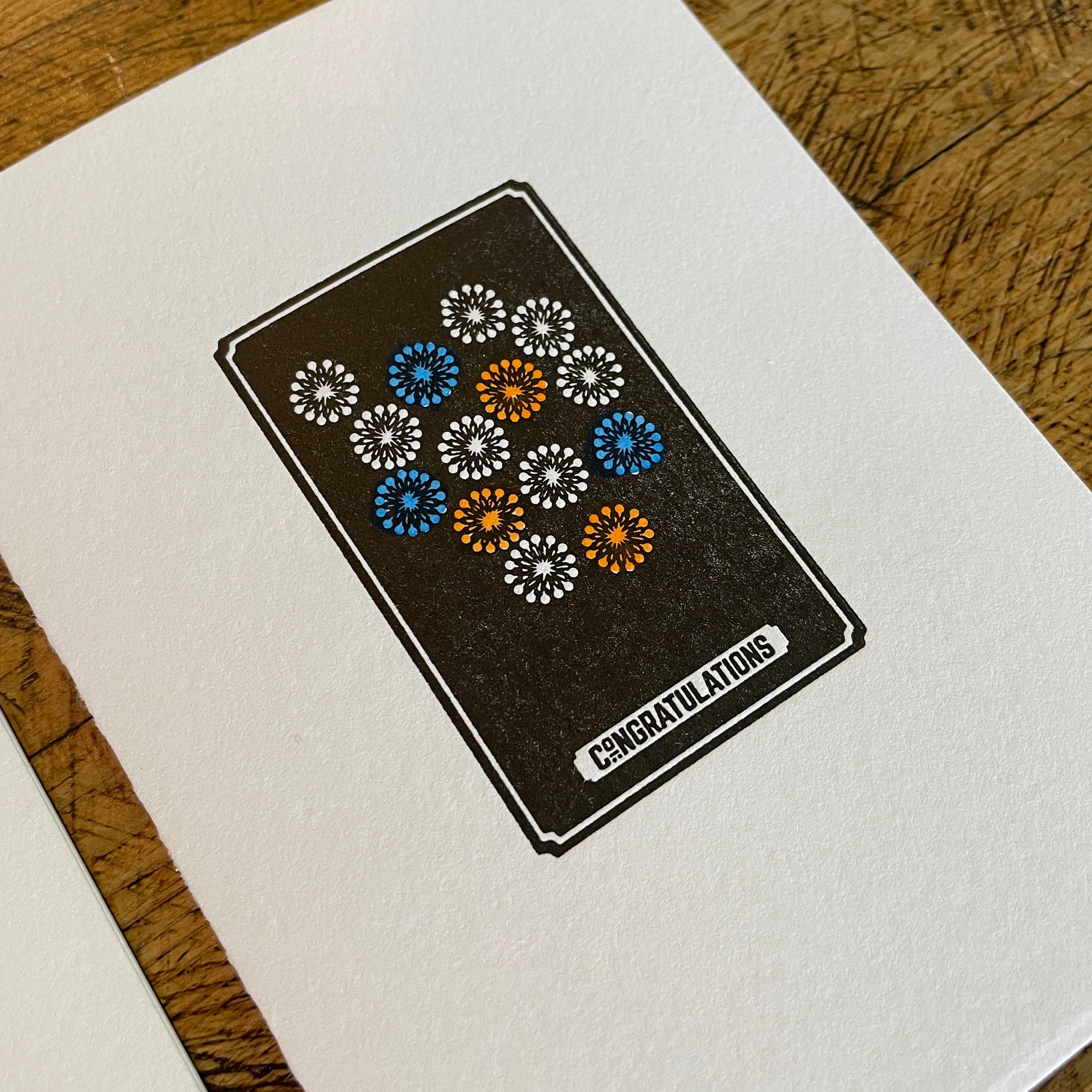 Congratulations Fireworks Letterpress & Watercolor Card – Green Bird Press