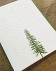 Conifer Tree Letterpress Holiday Cards - Stars & Snow