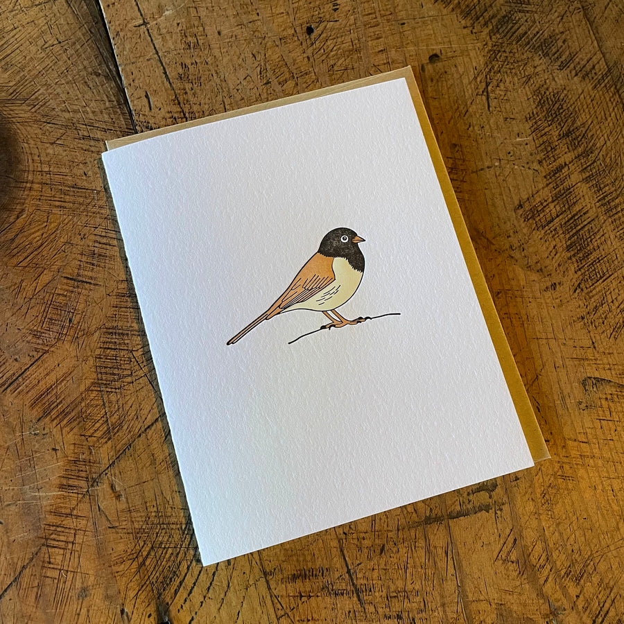 Dark-eyed Junco Bird Letterpress Card