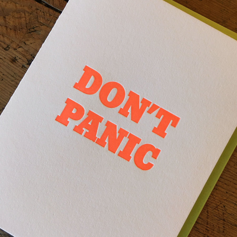 Don't Panic Letterpress Card