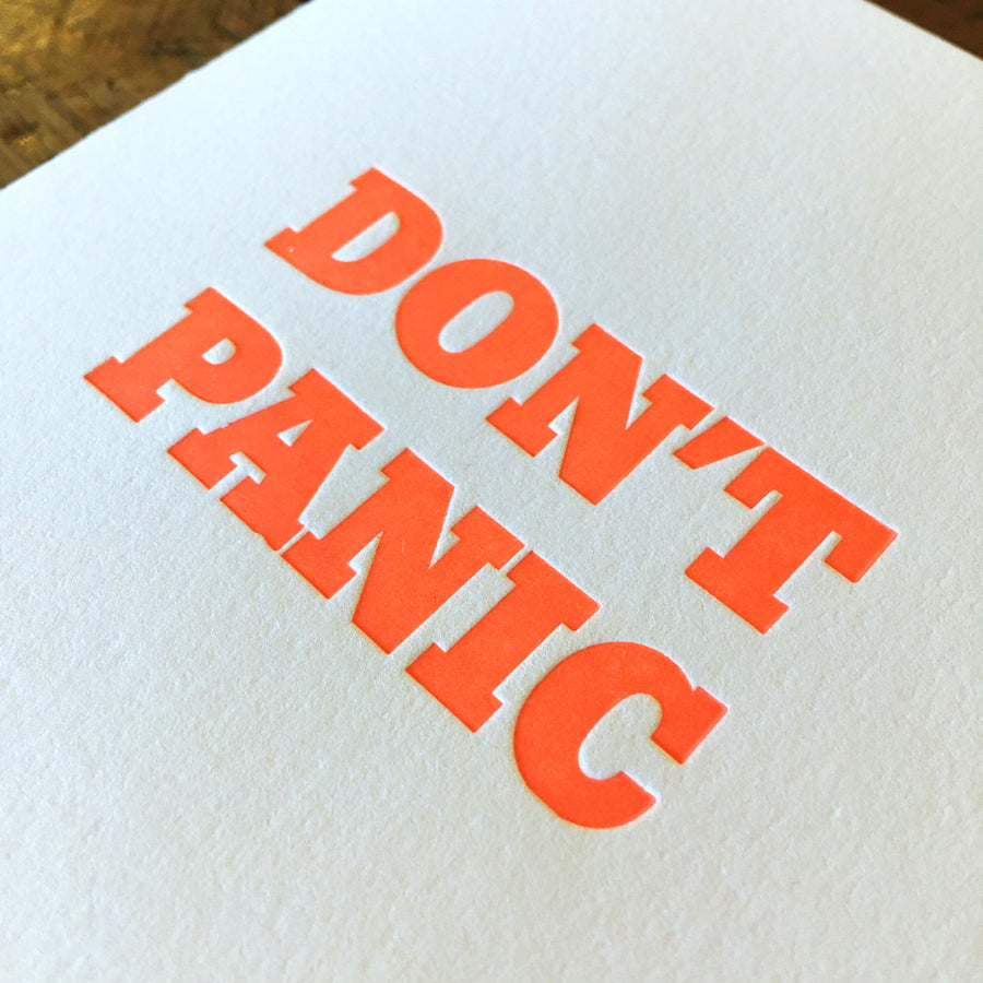 Don't Panic Letterpress Card