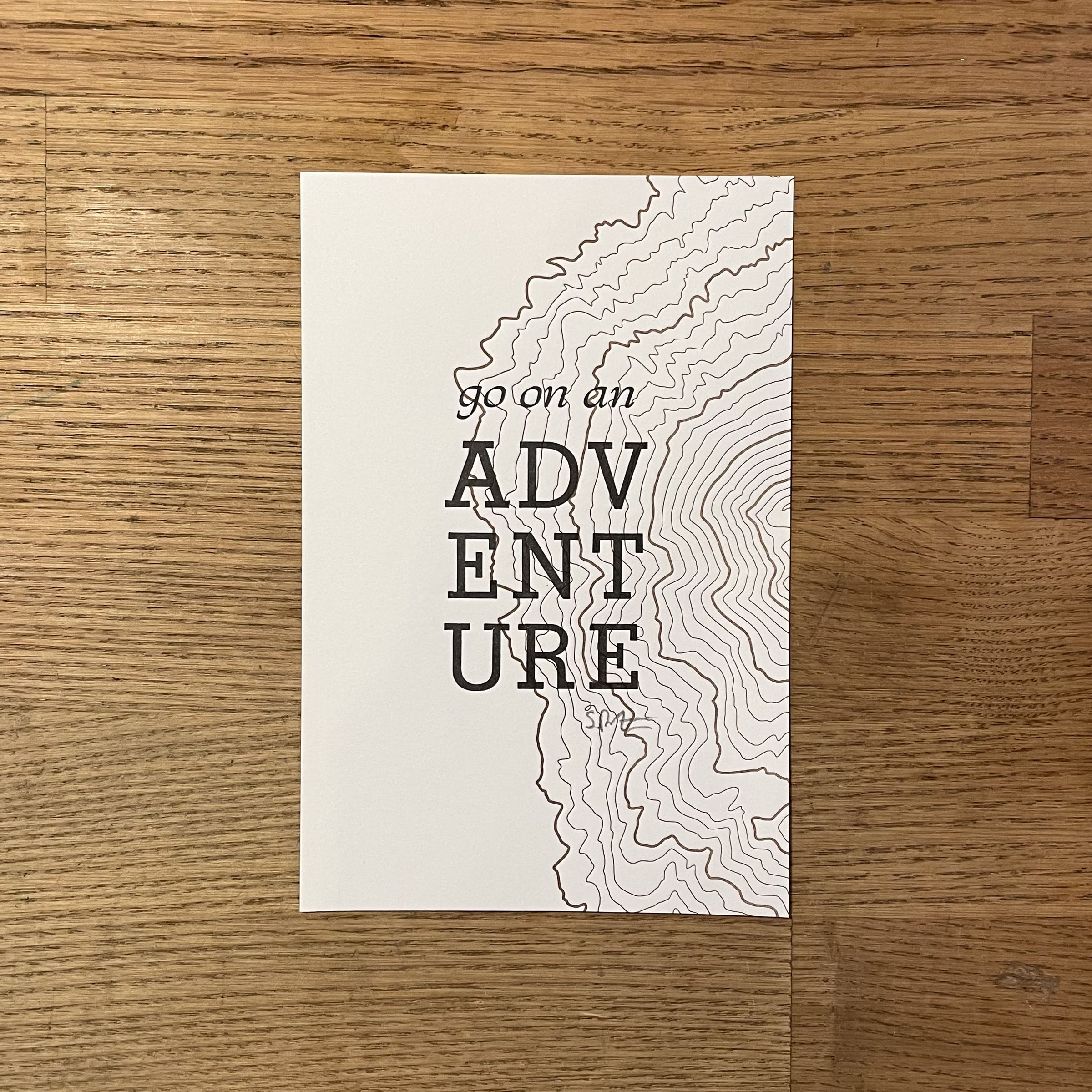 Go On An Adventure Topographic Map Letterpress Print – Green Bird Press