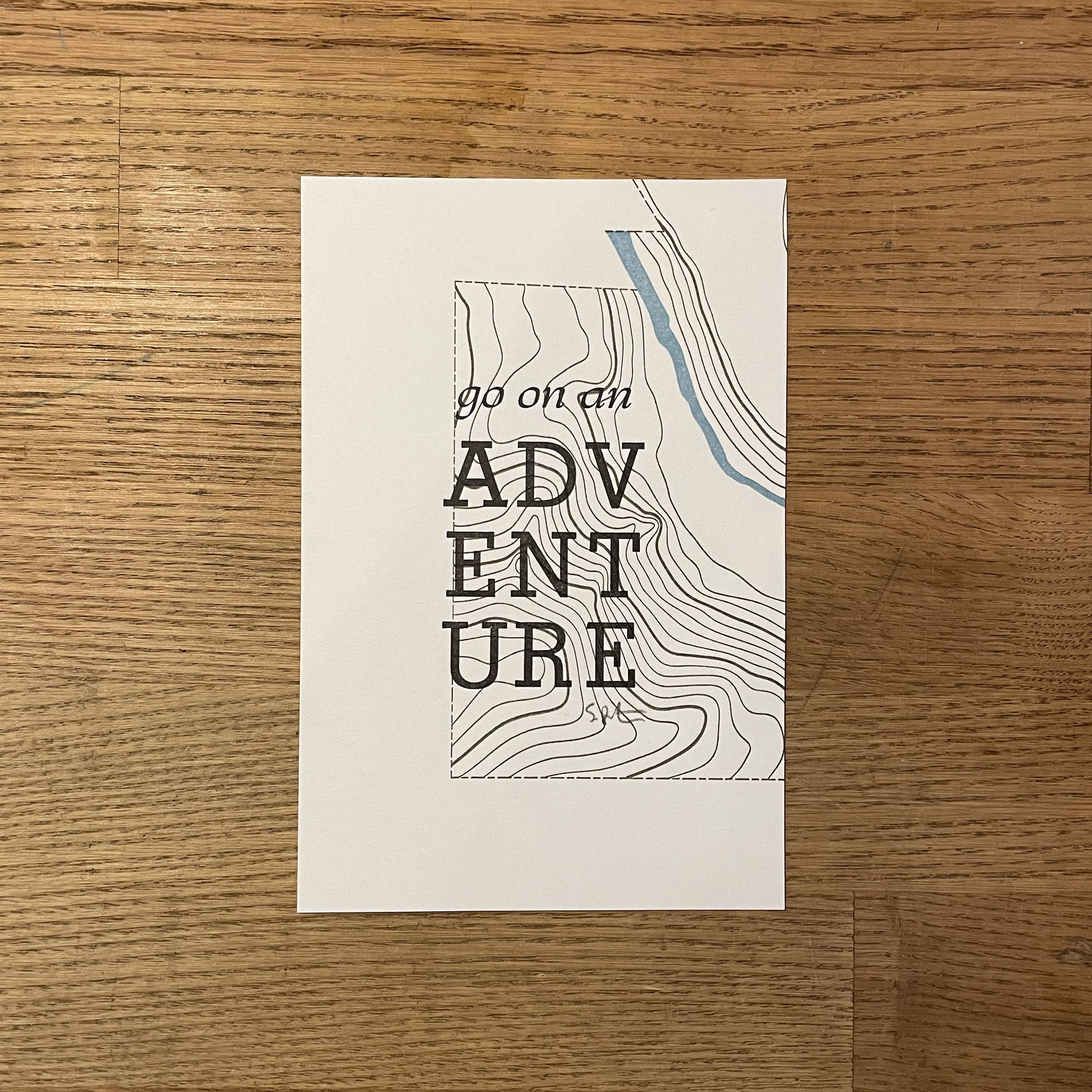 Go On An Adventure Topographic Map Letterpress Print – Green Bird Press