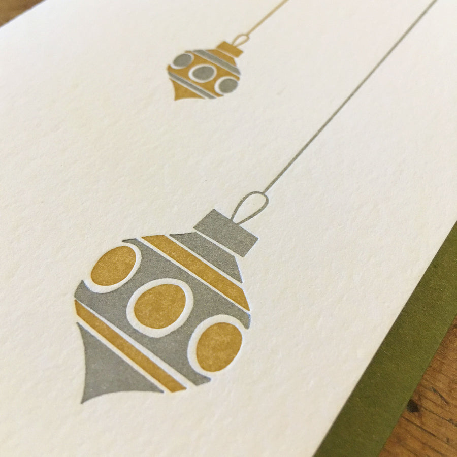 Mid-Century Modern Ornaments Holiday Letterpress Cards