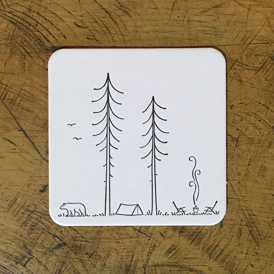 Minimal Adventure Letterpress Coasters - Set of 6