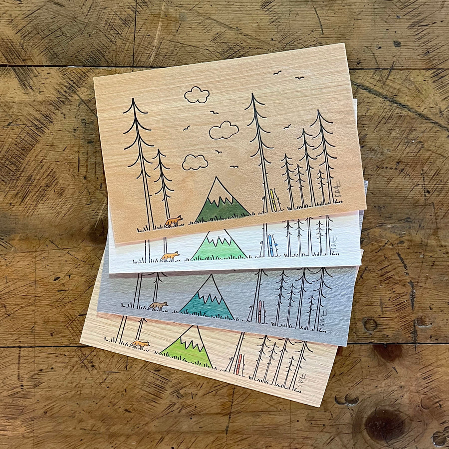 Minimal Adventure Letterpress and Watercolour Wood Prints - 4" x 6"