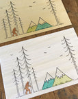 Minimal Adventure Letterpress and Watercolour Wood Prints - 4" x 6"