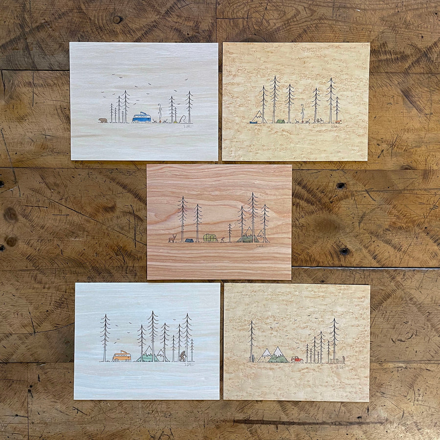 Minimal Adventure Letterpress and Watercolour Wood Prints - 8" x 10"