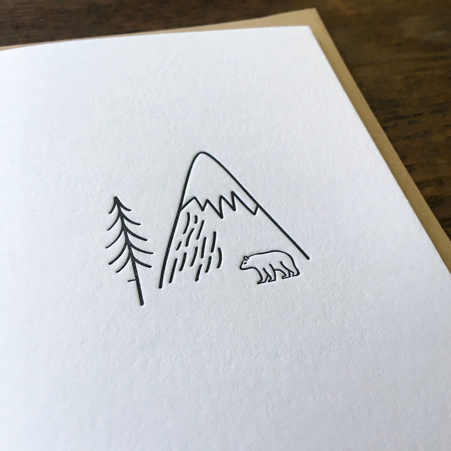 Bear in the Wild Minimal Adventure Letterpress Card