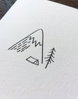 Camping in the Mountains Minimal Adventure Letterpress Card