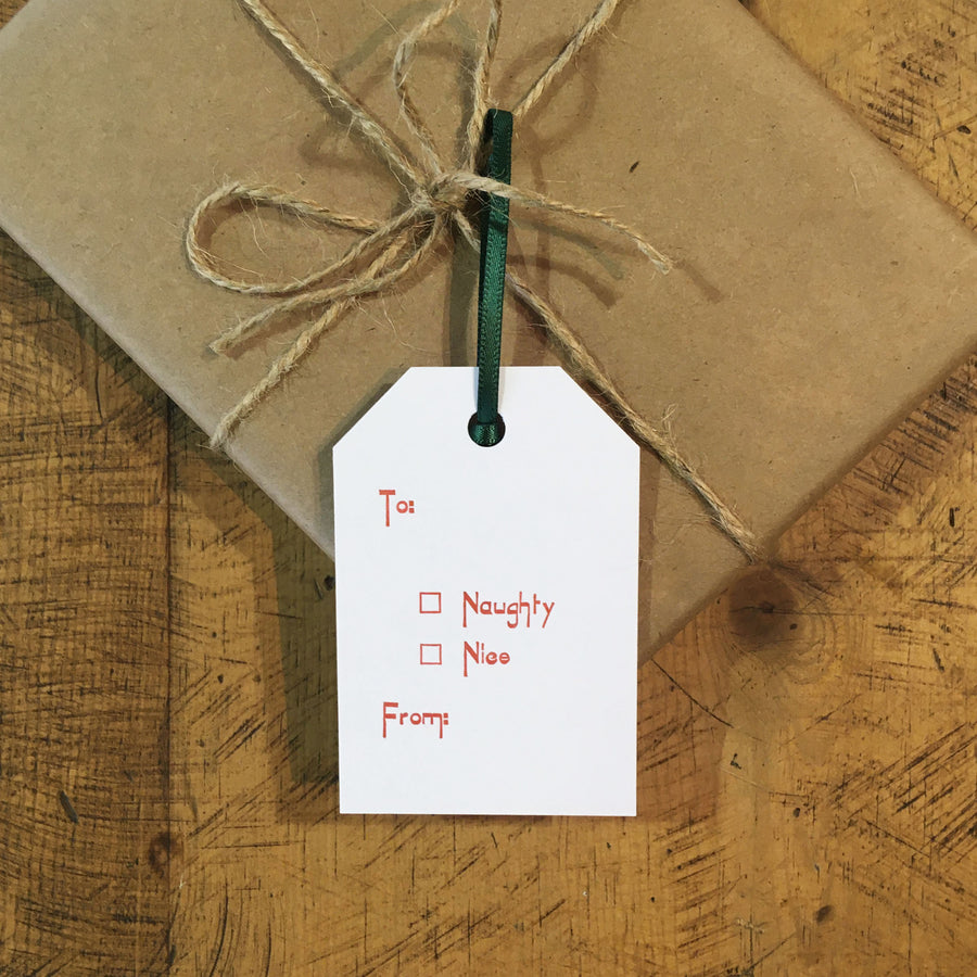 Naughty/Nice Letterpress Gift Tags - Set of 6