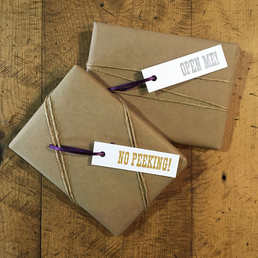 No Peeking/Open Me Letterpress Gift Tags - Set of 6