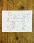 Oregon State Map Letterpress Postcard
