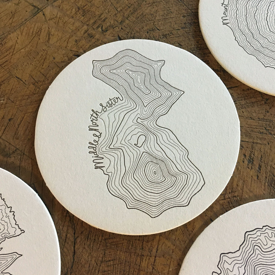 Oregon Topographic Map Letterpress Coasters - Set of 6