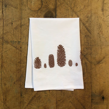 Pine Cones Screen Printed Tea Towel