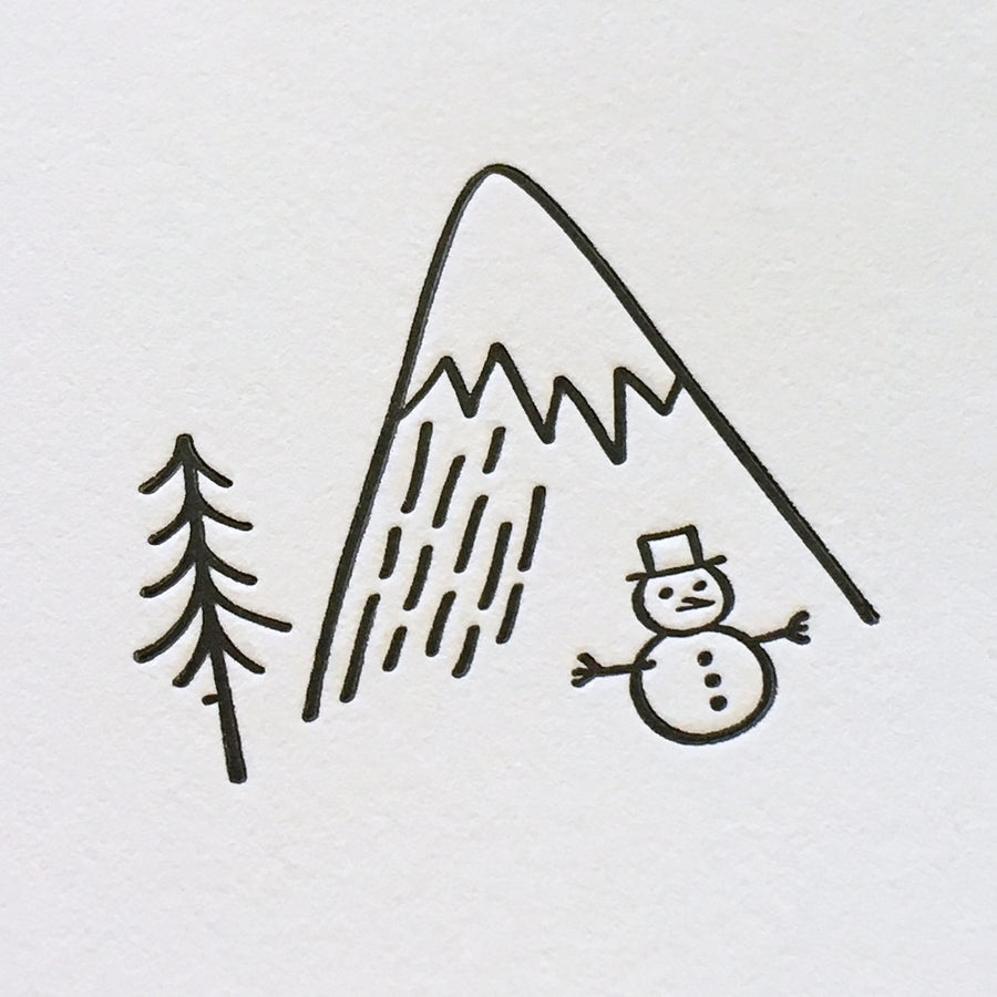 Minimal Adventure Holiday Letterpress Cards - Snowman