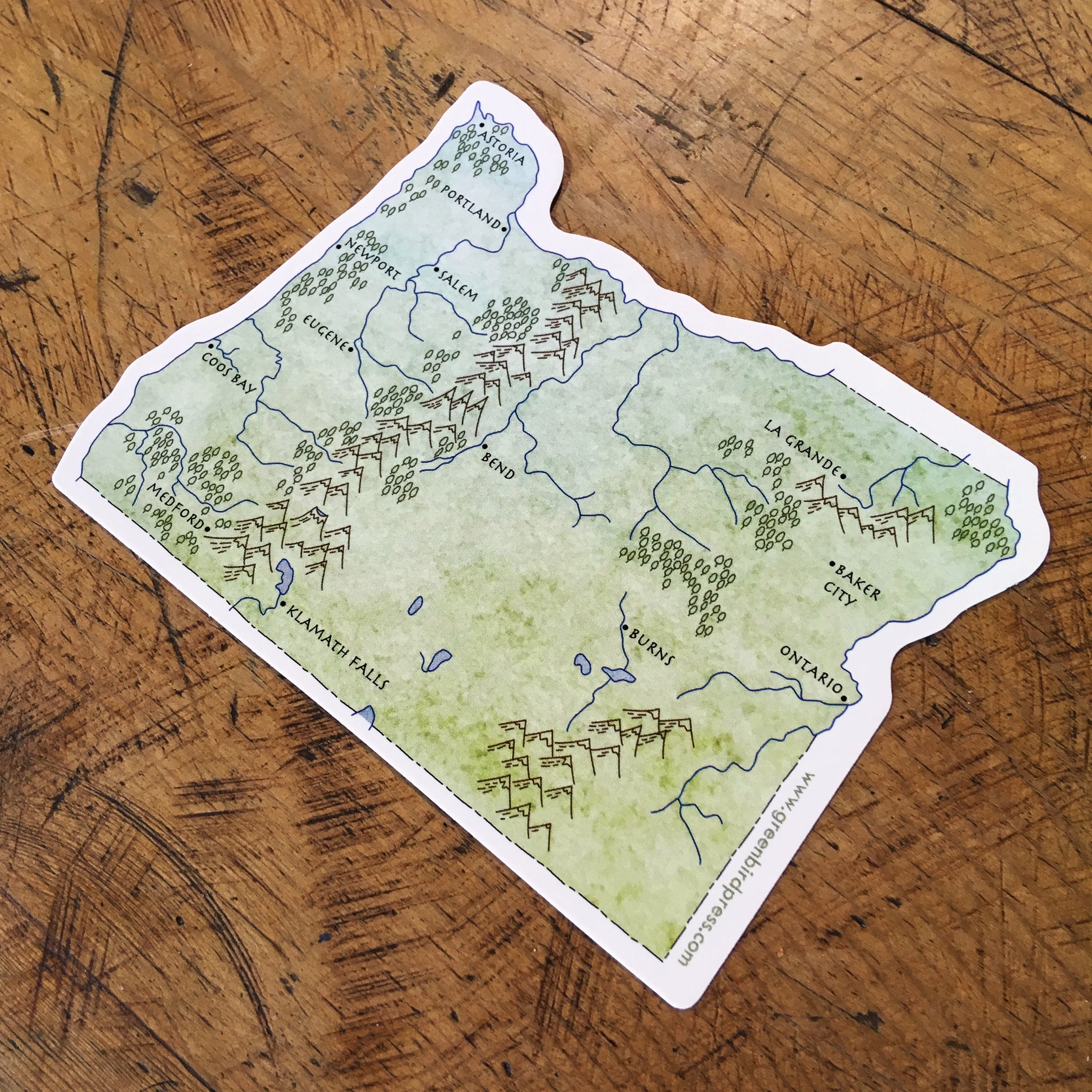 Oregon State Map Sticker – Green Bird Press