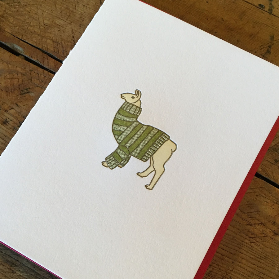 Llama Sweater Holiday Letterpress Cards